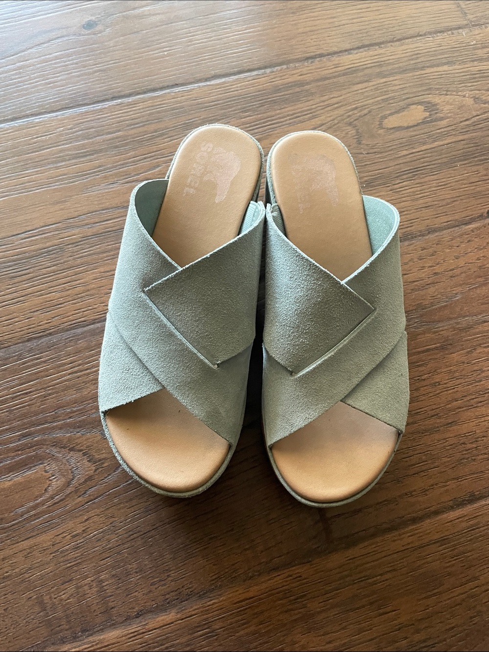 Sorel Women’s Crisscross Slide Sandals in powder blue